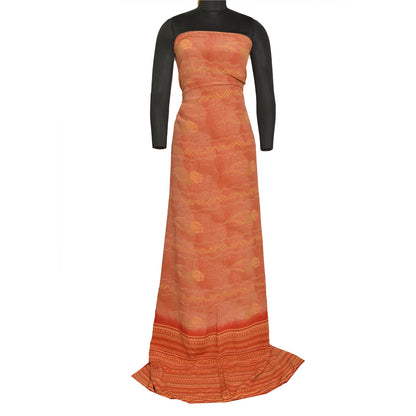 Сари в винтажном стиле на санскрите персикового/красного цвета из чистого крепированного шелка с принтом 5 ярдов из экологически чистой ткани для рукоделия