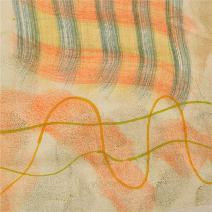 Sanskriti Vintage Sarees Multi 100% Pure Crepe Silk Printed Sari Craft Sustainable Fabric