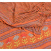 Sanskriti Vintage Sarees Orange 100% Pure Crepe Silk Printed Sari Craft Sustainable Fabric