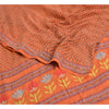 Sanskriti Vintage Sarees Orange 100% Pure Crepe Silk Printed Sari Craft Sustainable Fabric