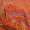 Sanskriti Vintage Sarees Orange 100% Pure Crepe Silk Printed Sari Craft Sustainable Fabric