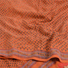 Sanskriti Vintage Sarees Orange 100% Pure Crepe Silk Printed Sari Craft Sustainable Fabric