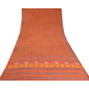 Sanskriti Vintage Sarees Orange 100% Pure Crepe Silk Printed Sari Craft Sustainable Fabric