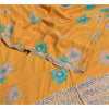 Sanskriti Vintage Sarees Indian Yellow Pure Crepe Silk Printed Sari Craft Sustainable Fabric