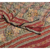 Sanskriti Vintage Sarees Hand Beaded Printed Pure Crepe Silk Sari Craft Sustainable Fabric