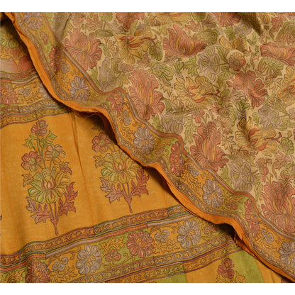 Sanskriti Vintage Sarees Indian Multi Pure Crepe Silk Printed Sari Craft Sustainable Fabric