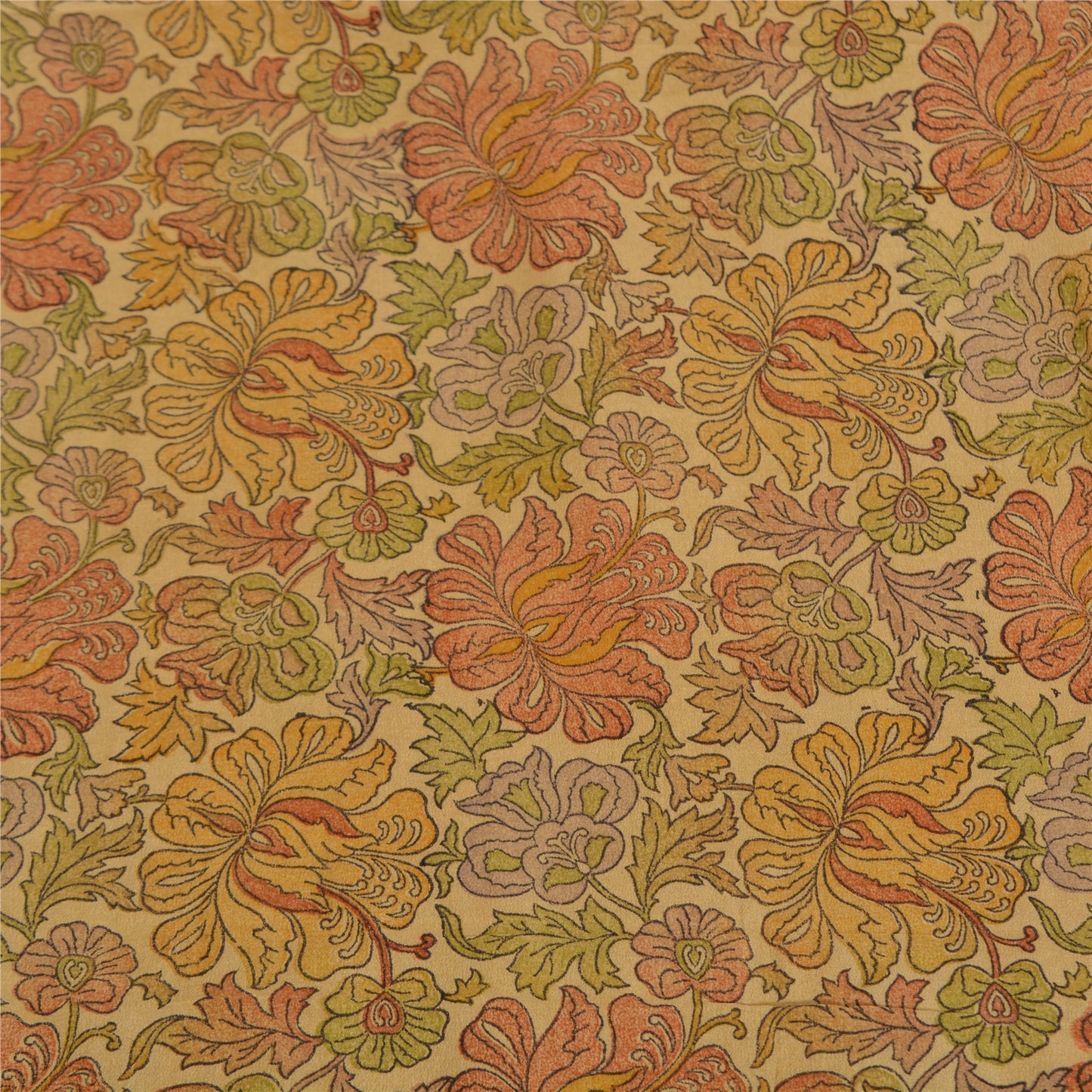 Sanskriti Vintage Sarees Indian Multi Pure Crepe Silk Printed Sari Craft Sustainable Fabric