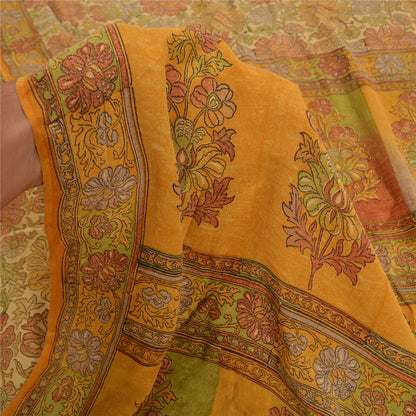 Sanskriti Vintage Sarees Indian Multi Pure Crepe Silk Printed Sari Craft Sustainable Fabric