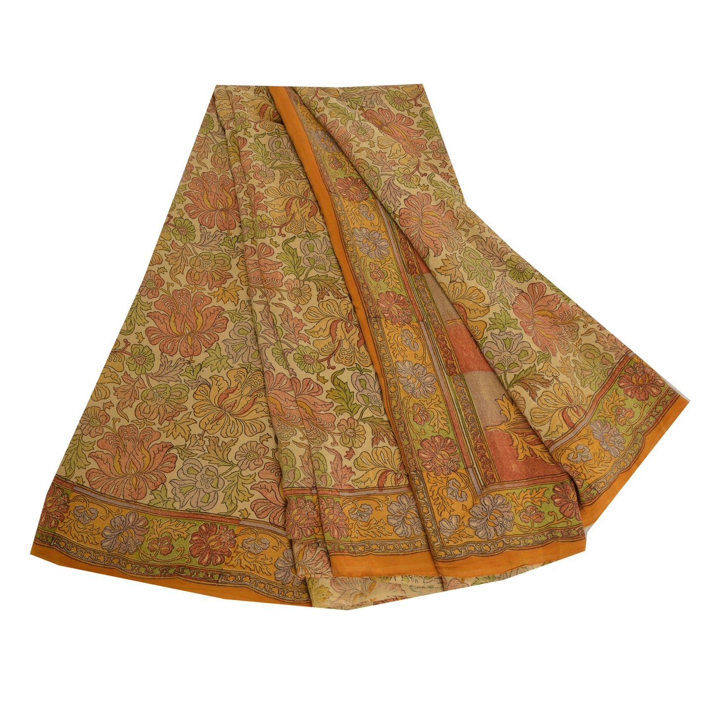 Sanskriti Vintage Sarees Indian Multi Pure Crepe Silk Printed Sari Craft Sustainable Fabric