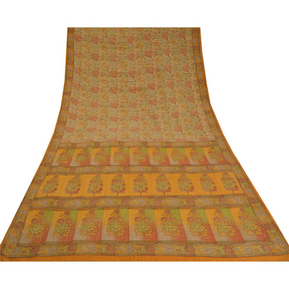 Sanskriti Vintage Sarees Indian Multi Pure Crepe Silk Printed Sari Craft Sustainable Fabric