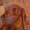 Санскритские винтажные сари из чистого крепированного шелка, ржаво-коричневого цвета, сари для рукоделия, устойчивая ткань