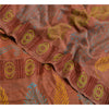 Санскритские винтажные сари из чистого крепированного шелка, ржаво-коричневого цвета, сари для рукоделия, устойчивая ткань