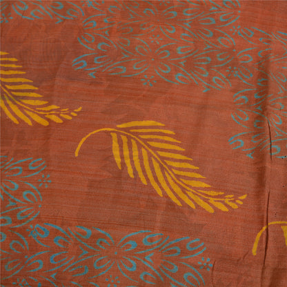 Санскритские винтажные сари из чистого крепированного шелка, ржаво-коричневого цвета, сари для рукоделия, устойчивая ткань