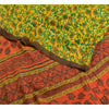 Sanskriti Vintage Sarees Green Printed Pure Crepe Silk Sari Floral Craft Sustainable Fabric