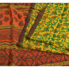 Sanskriti Vintage Sarees Green Printed Pure Crepe Silk Sari Floral Craft Sustainable Fabric