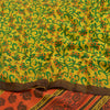 Sanskriti Vintage Sarees Green Printed Pure Crepe Silk Sari Floral Craft Sustainable Fabric