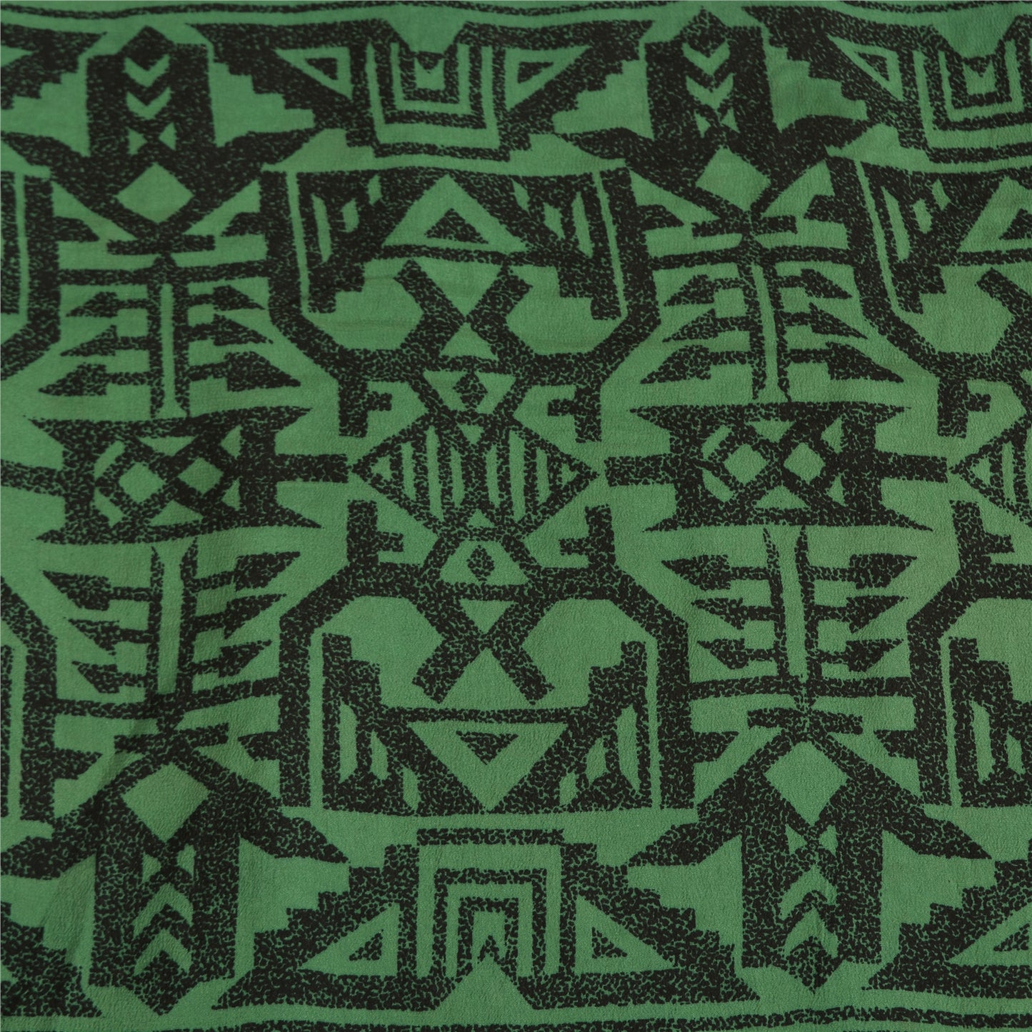 Sanskriti Vintage Sarees Gray/Green Pure Crepe Silk Printed Sari Craft Sustainable Fabric