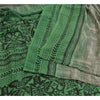 Sanskriti Vintage Sarees Gray/Green Pure Crepe Silk Printed Sari Craft Sustainable Fabric
