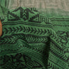 Sanskriti Vintage Sarees Gray/Green Pure Crepe Silk Printed Sari Craft Sustainable Fabric