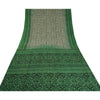 Sanskriti Vintage Sarees Gray/Green Pure Crepe Silk Printed Sari Craft Sustainable Fabric