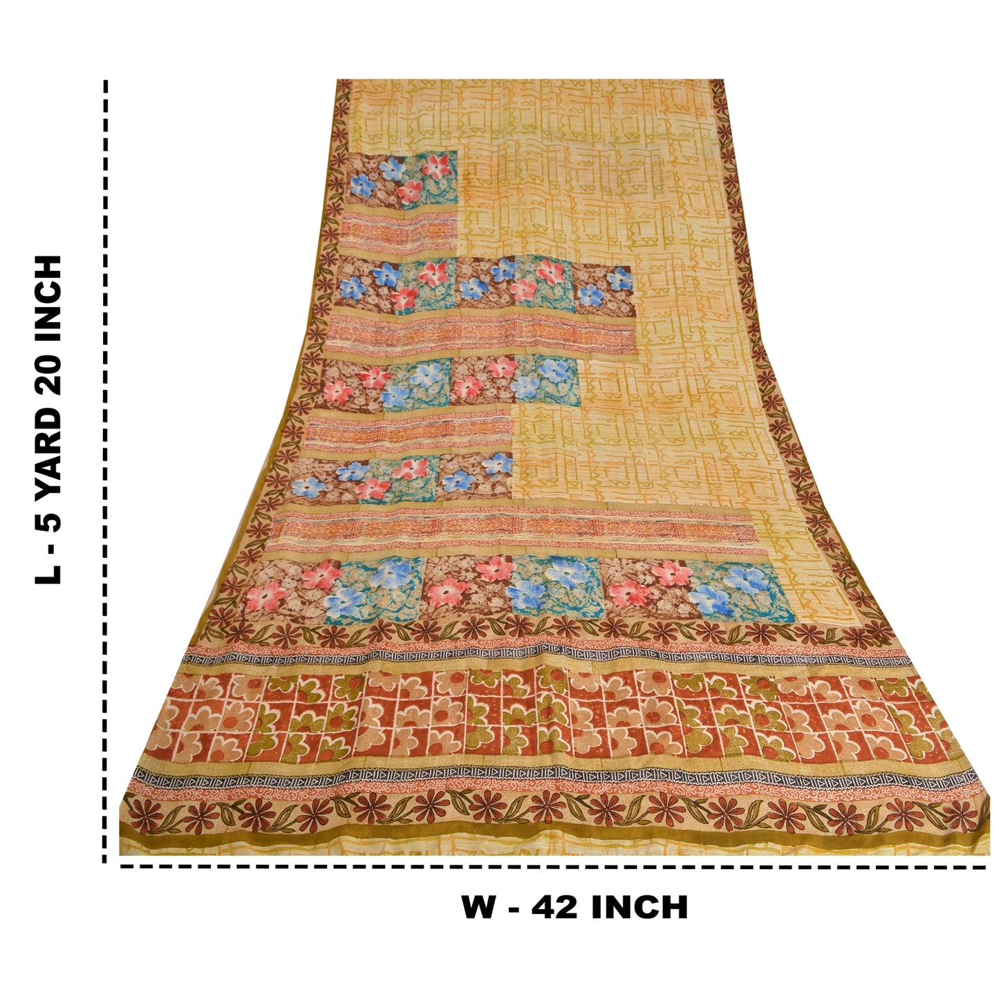 Sanskriti Vintage Sarees Indian Multi Pure Crepe Silk Printed Sari Craft Sustainable Fabric