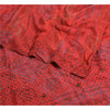 Sanskriti Vintage Sarees Red Hand Beaded Pure Crepe Silk Print Sari Craft Sustainable Fabric