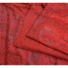 Sanskriti Vintage Sarees Red Hand Beaded Pure Crepe Silk Print Sari Craft Sustainable Fabric