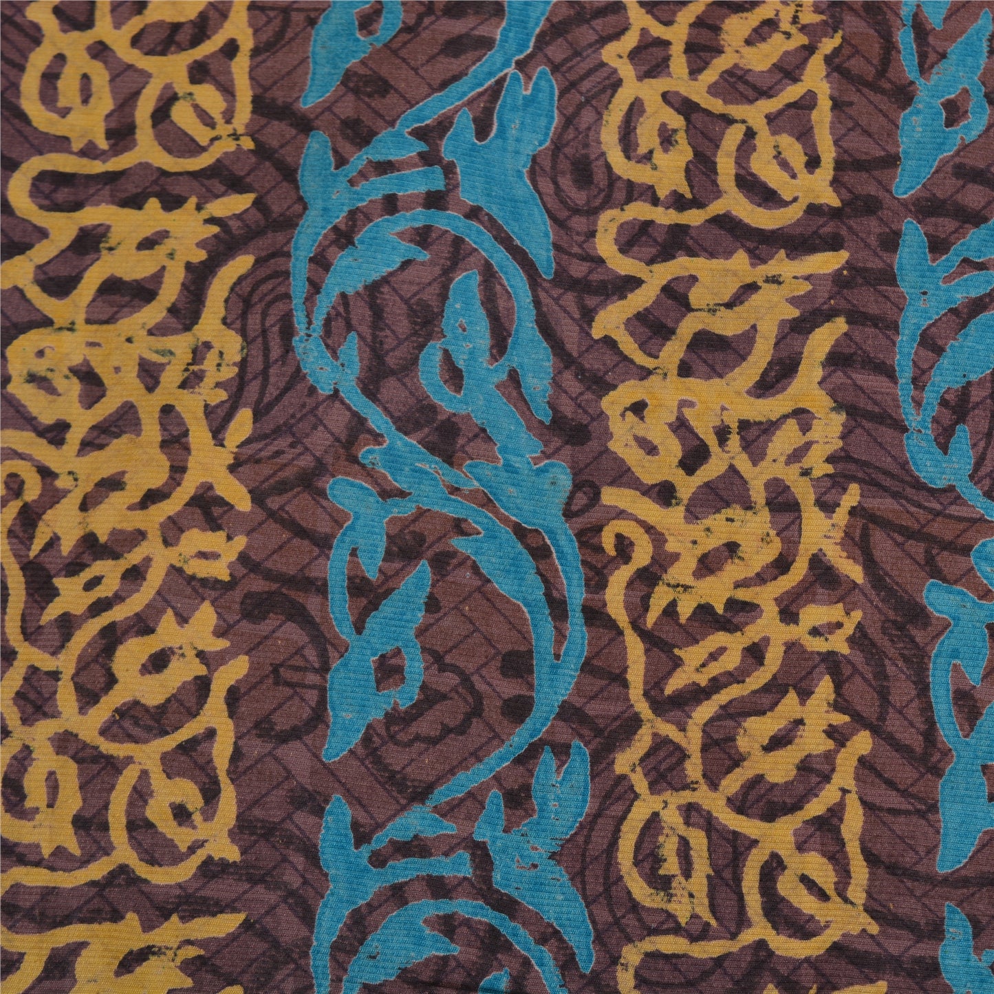 Sanskriti Vintage Sarees Mauve Hand Block Printed Pure Crepe Silk Sari Sustainable Fabric