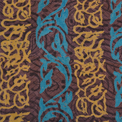 Sanskriti Vintage Sarees Mauve Hand Block Printed Pure Crepe Silk Sari Sustainable Fabric
