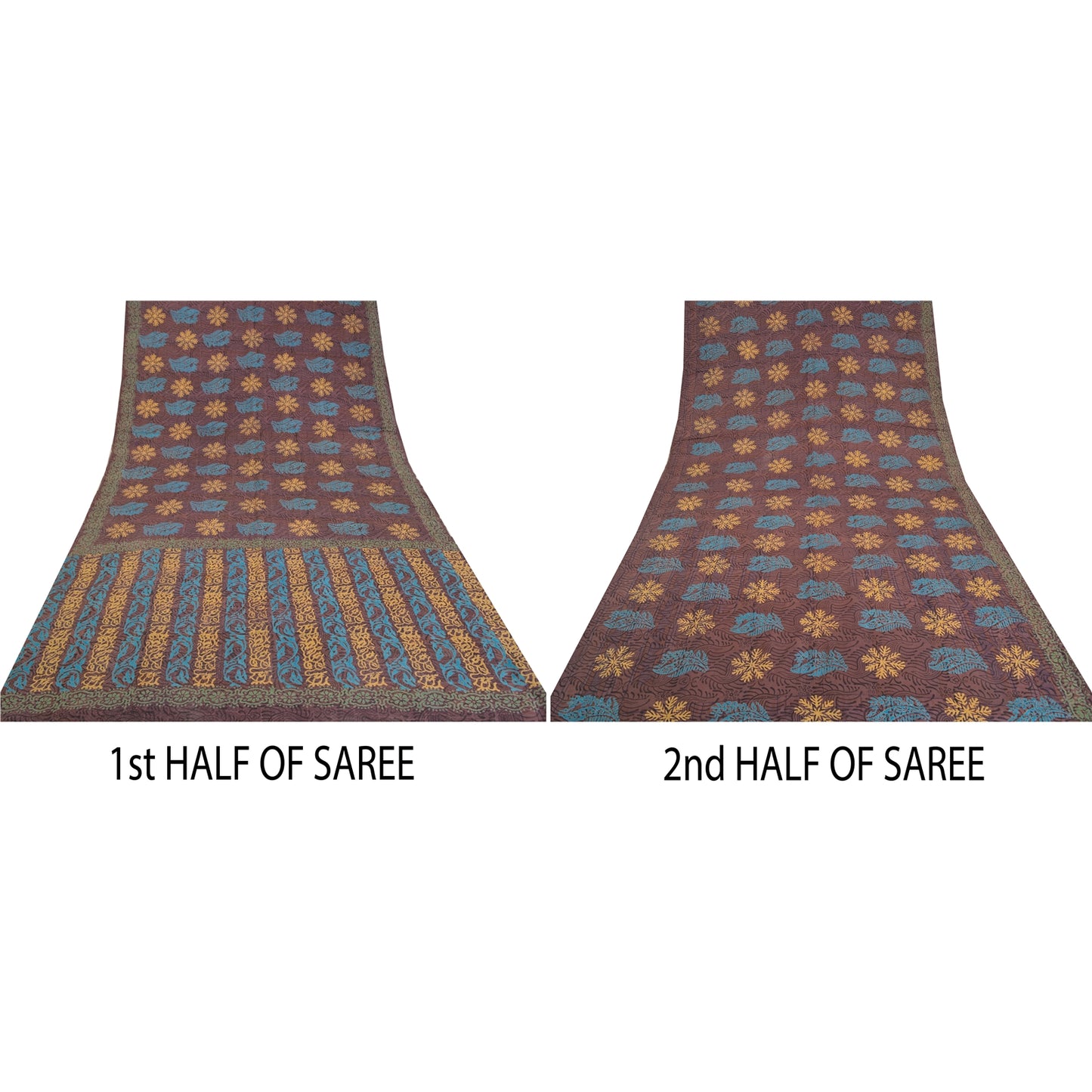 Sanskriti Vintage Sarees Mauve Hand Block Printed Pure Crepe Silk Sari Sustainable Fabric