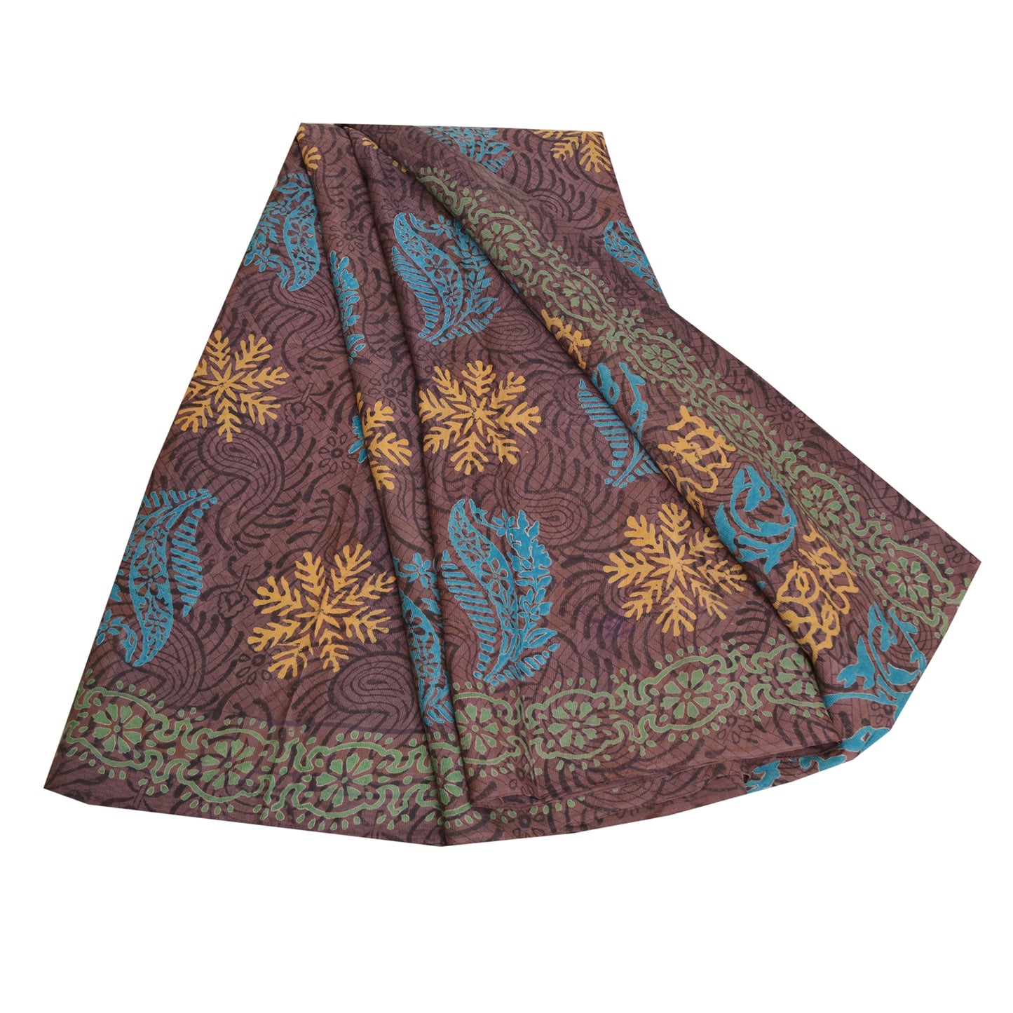 Sanskriti Vintage Sarees Mauve Hand Block Printed Pure Crepe Silk Sari Sustainable Fabric