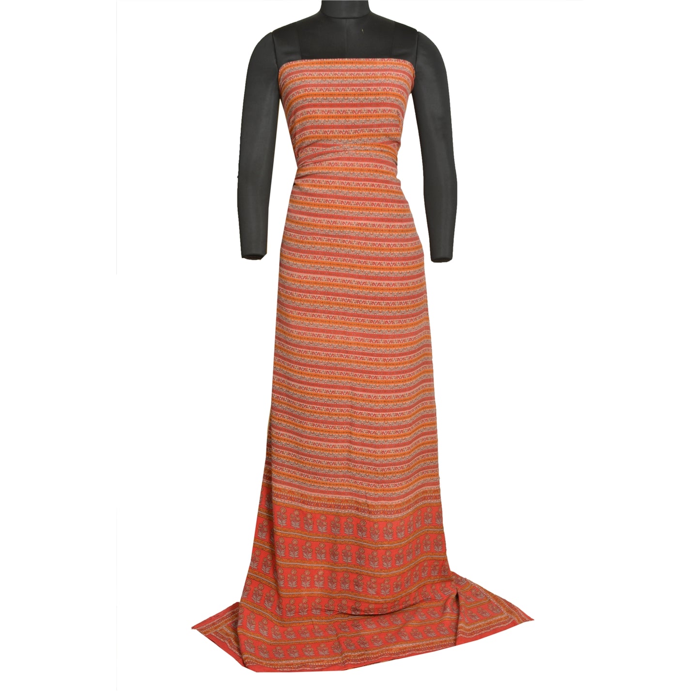 Sanskriti Vintage Sarees Red 100% Pure Crepe Silk Printed Sari Soft Craft Sustainable Fabric