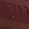 Sanskriti Vintage Sarees Ivory/Purple Hand Beaded Pure Crepe Sari Craft Sustainable Fabric