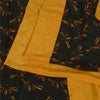 Sanskriti Vintage Sarees Yellow/Black Pure Crepe Silk Printed Sari Craft Sustainable Fabric