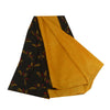 Sanskriti Vintage Sarees Yellow/Black Pure Crepe Silk Printed Sari Craft Sustainable Fabric
