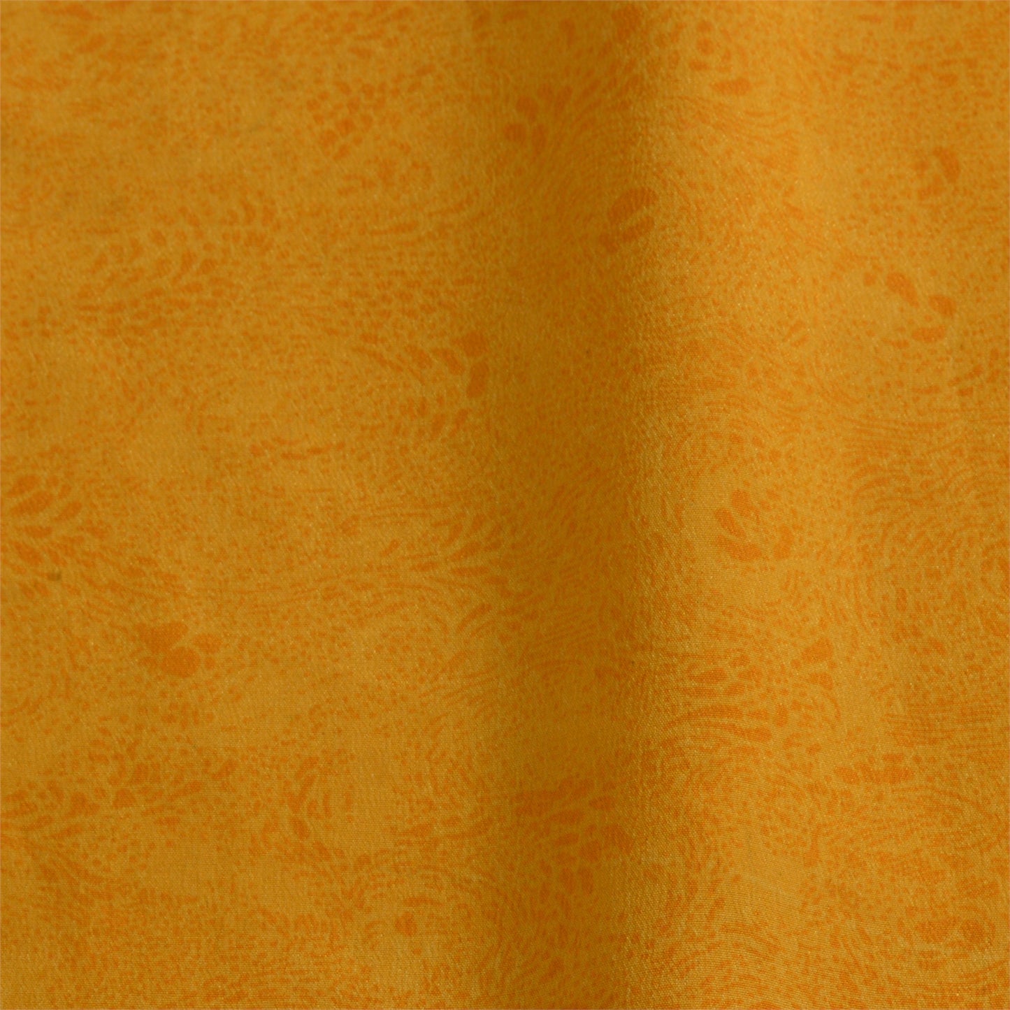 Sanskriti Vintage Sarees Yellow/Black Pure Crepe Silk Printed Sari Craft Sustainable Fabric