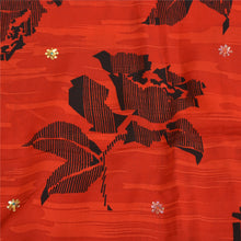 Load image into Gallery viewer, Sanskriti Vintage Sarees Hand Beaded Pure Crepe Silk Printed Sari Craft Fabric
