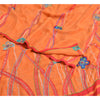 Sanskriti Vintage Sarees Orange Hand Beaded Pure Crepe Silk Printed Sari Sustainable Fabric
