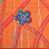 Sanskriti Vintage Sarees Orange Hand Beaded Pure Crepe Silk Printed Sari Sustainable Fabric