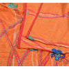 Sanskriti Vintage Sarees Orange Hand Beaded Pure Crepe Silk Printed Sari Sustainable Fabric