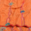 Sanskriti Vintage Sarees Orange Hand Beaded Pure Crepe Silk Printed Sari Sustainable Fabric