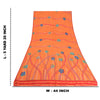 Sanskriti Vintage Sarees Orange Hand Beaded Pure Crepe Silk Printed Sari Sustainable Fabric