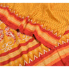 Sanskriti Vintage Sarees Indian Yellow Pure Crepe Silk Printed Sari Craft Sustainable Fabric