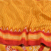 Sanskriti Vintage Sarees Indian Yellow Pure Crepe Silk Printed Sari Craft Sustainable Fabric