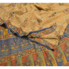 Sanskriti Vintage Sarees Indian Cream Pure Crepe Silk Printed Sari Craft Sustainable Fabric