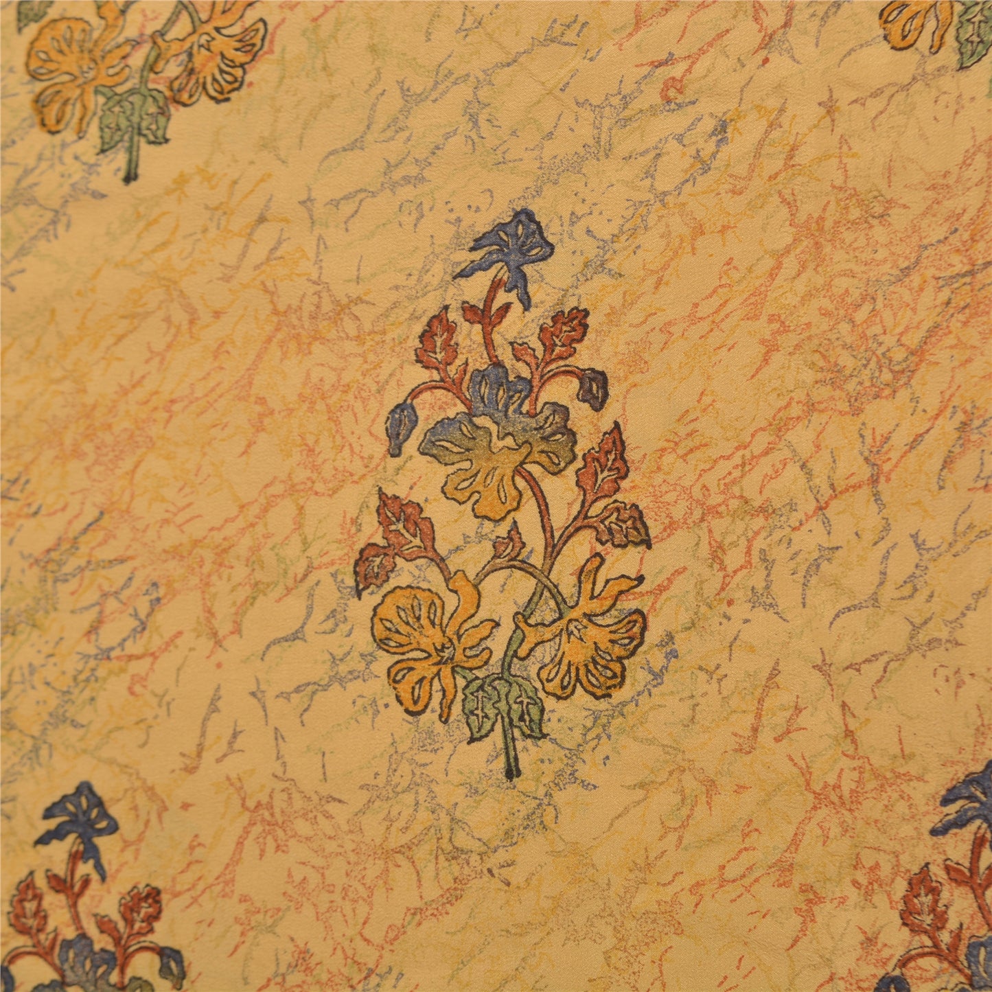 Sanskriti Vintage Sarees Indian Cream Pure Crepe Silk Printed Sari Craft Sustainable Fabric