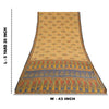 Sanskriti Vintage Sarees Indian Cream Pure Crepe Silk Printed Sari Craft Sustainable Fabric