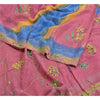 Sanskriti Vintage Sarees Multi Hand Beaded Pure Crepe Silk Sari 5yd Craft Sustainable Fabric