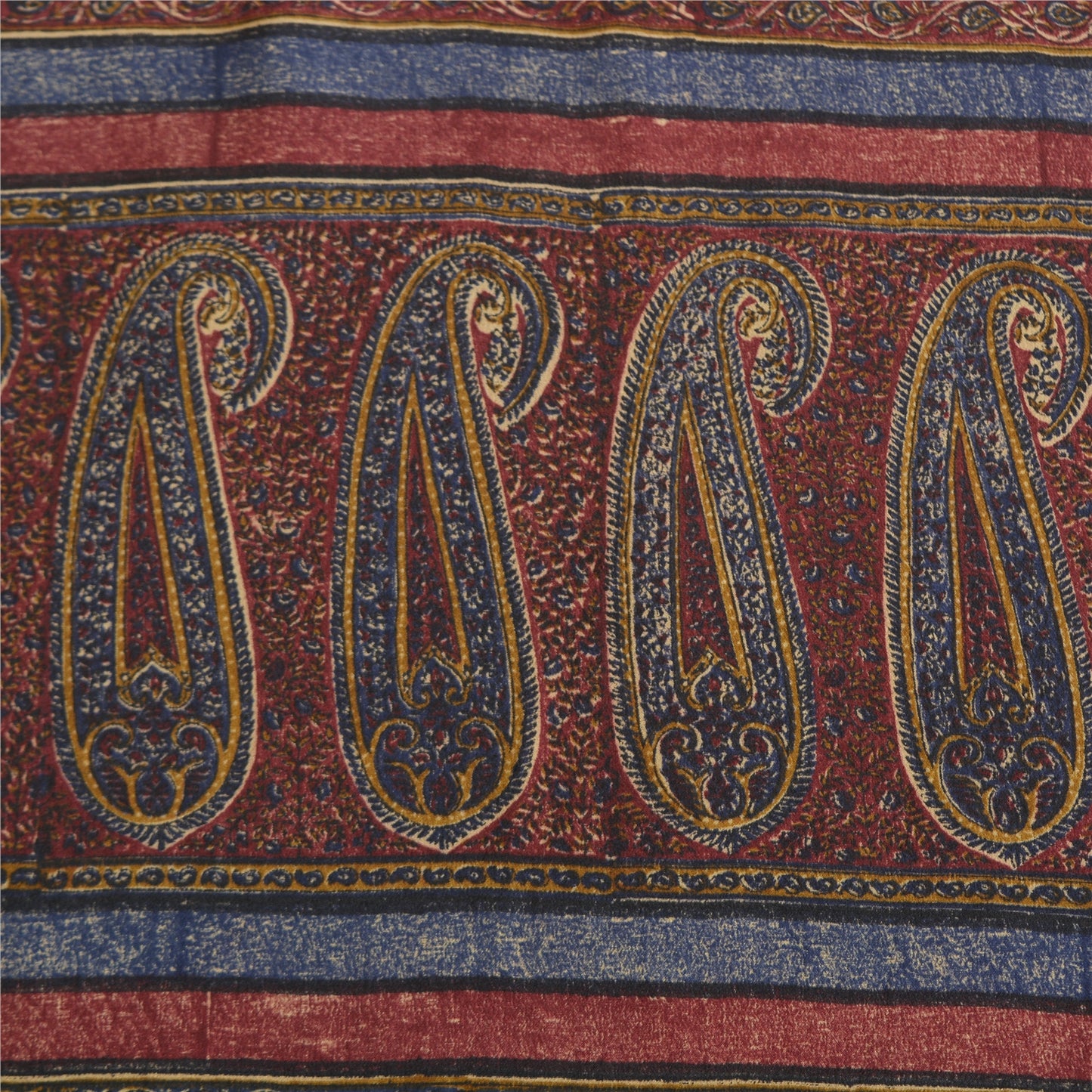 Санскритские винтажные сари индийский кремовый чистый креп шелк напечатанный сари ремесло устойчивая ткань