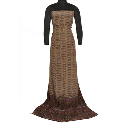 Санскритские винтажные сари индийский кремовый чистый креп шелк напечатанный сари ремесло устойчивая ткань